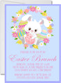Floral bunny Easter brunch invitation with pastel wreath