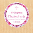 Floral cross baptism thank you sticker design