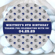 Football birthday sticker with blue and gray helmet pattern