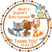Forest animal baby shower sticker with woodland animals and flowers fall colors