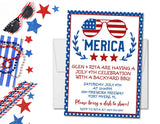 Fourth of July red white blue celebration invitation