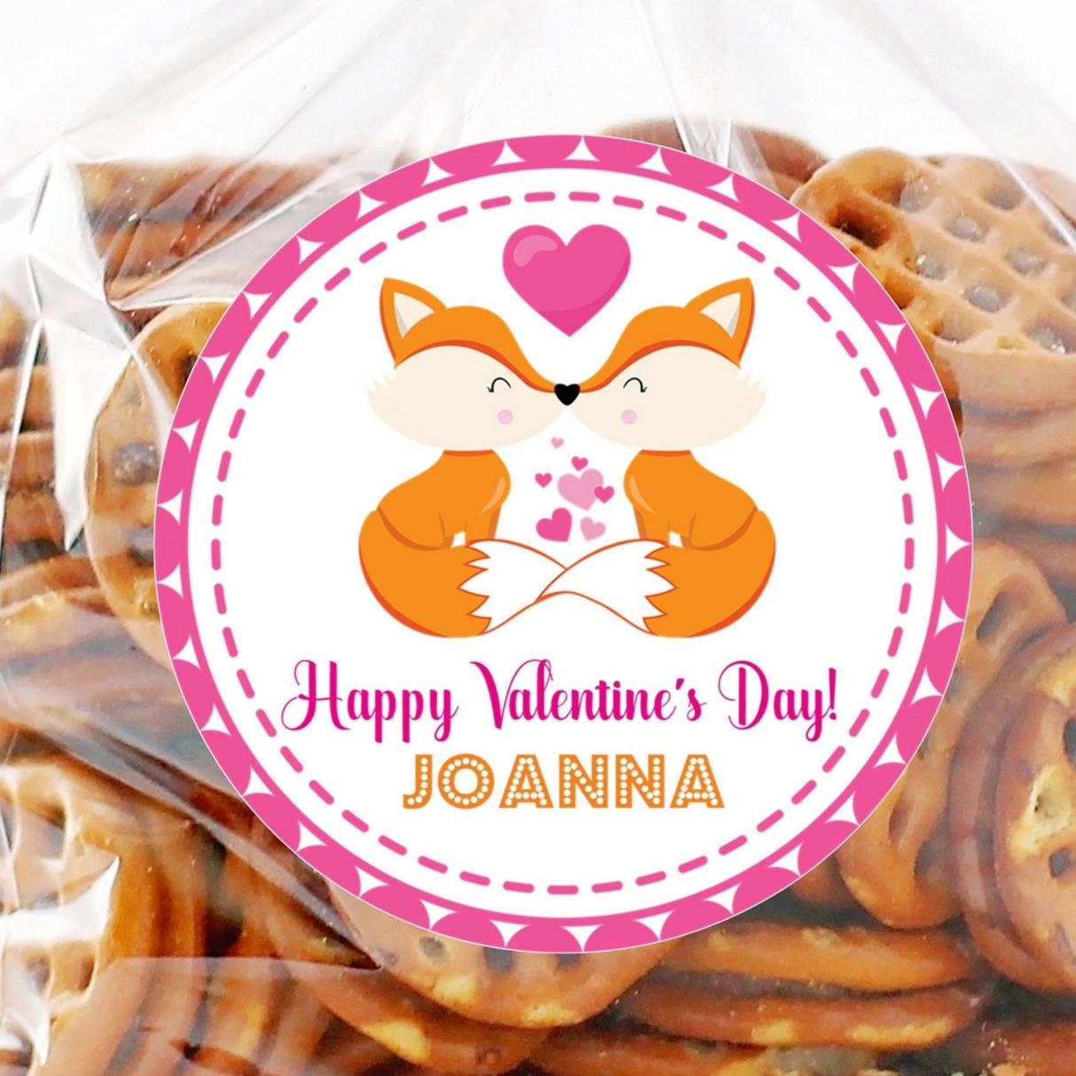 Fox Valentine sticker kissing