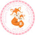 Fox baby shower sticker with pink border and woodland animal design
