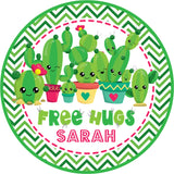 Free hugs cactus party sticker labels