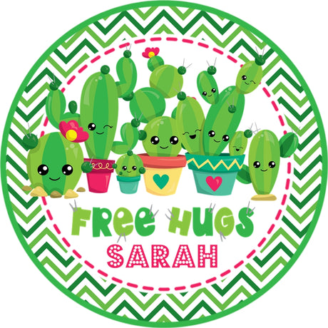 Free hugs cactus party sticker labels