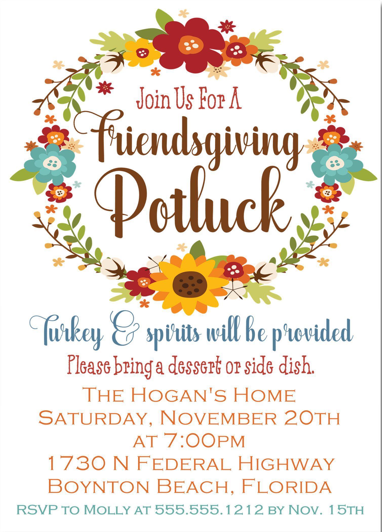 Friendsgiving Potluck Invitations