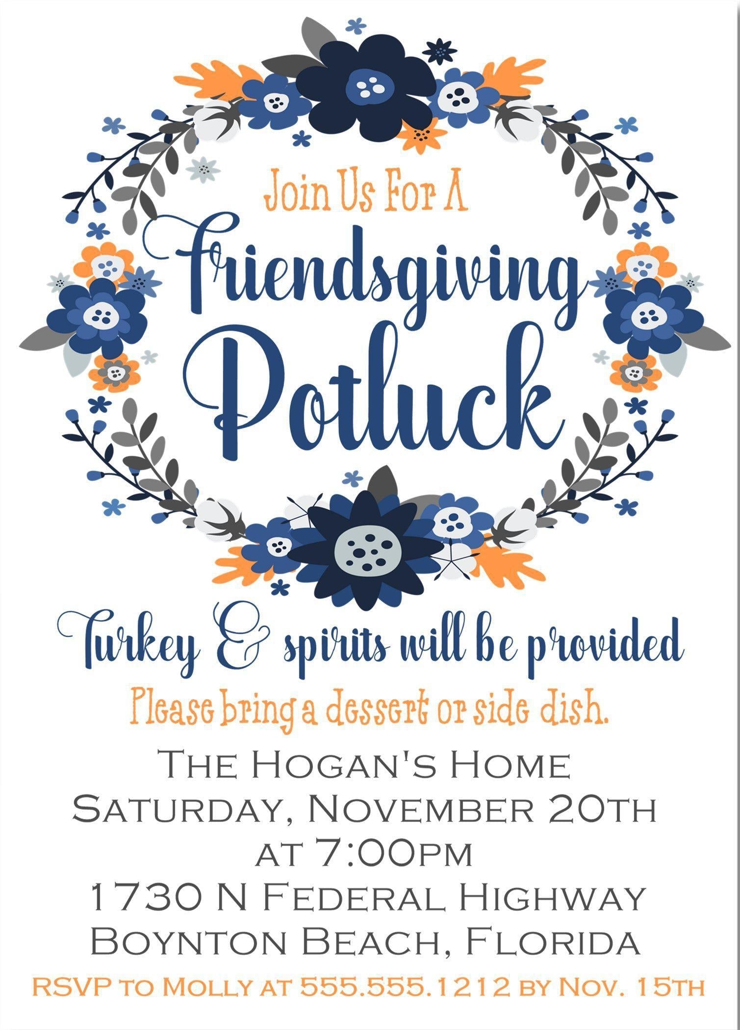 Friendsgiving Potluck Invitations