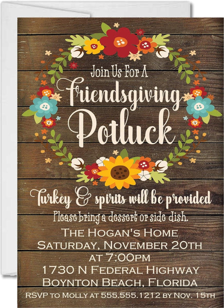 Friendsgiving Potluck Invitations