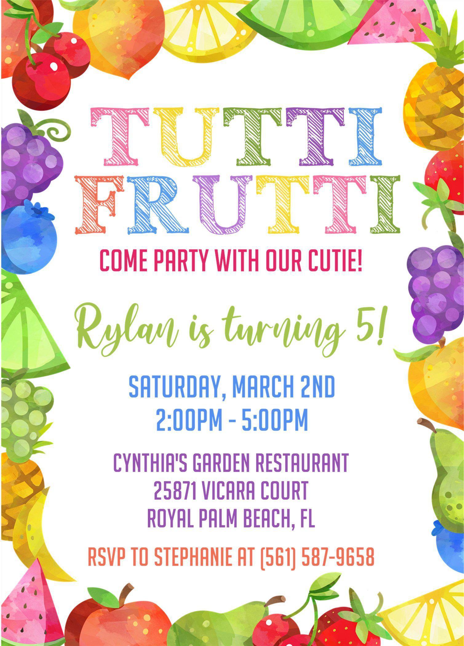Fruit Birthday Party Invitations