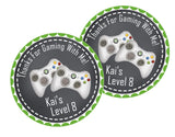 Gaming party favor label with white controllers