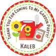 Garden birthday sticker watering can flowers design