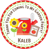 Garden birthday sticker watering can flowers design