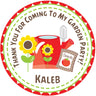 Garden birthday sticker watering can flowers design