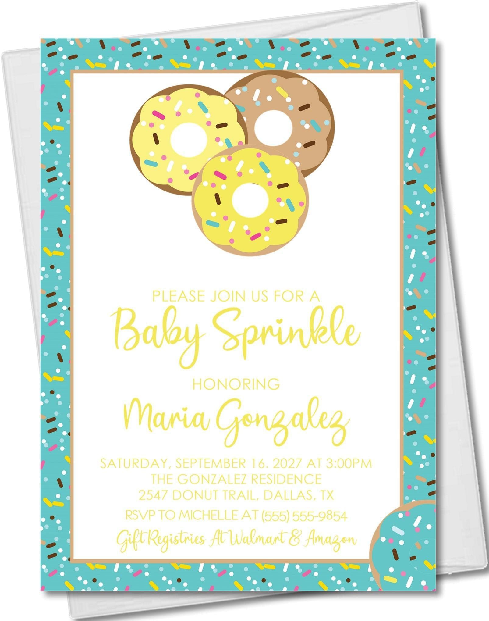 Gender Neutral Donut Baby Sprinkle Invitations