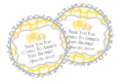 Gender Neutral Elephant Baby Shower Stickers Or Favor Tags