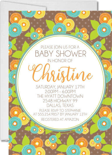 Gender Neutral Floral Baby Shower Invitations