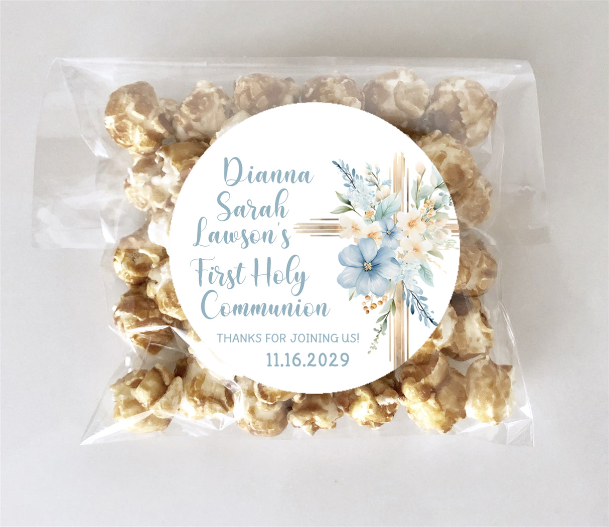 Gender neutral blue Communion sticker