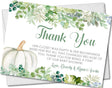 Gender neutral green pumpkin baby shower thank you cards