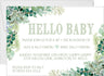 Gender neutral greenery sip and see invitation with hello baby design