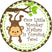 Gender neutral personalized monkey party favor sticker
