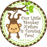 Gender neutral personalized monkey party favor sticker
