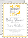 Gender neutral twinkle little star baby shower invitation card