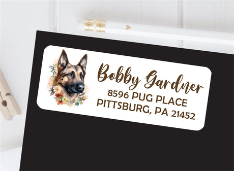 German Shepard custom dog lover mailing address sticker
