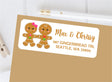 Gingerbread Christmas return address labels on envelope