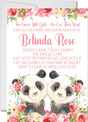 Girl Twins Panda Baby Shower Invitations