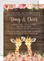 Girl Twins Safari Giraffe Baby Shower Invitations