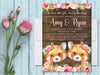 Girl Twins Woodland Fox Baby Shower Invitations