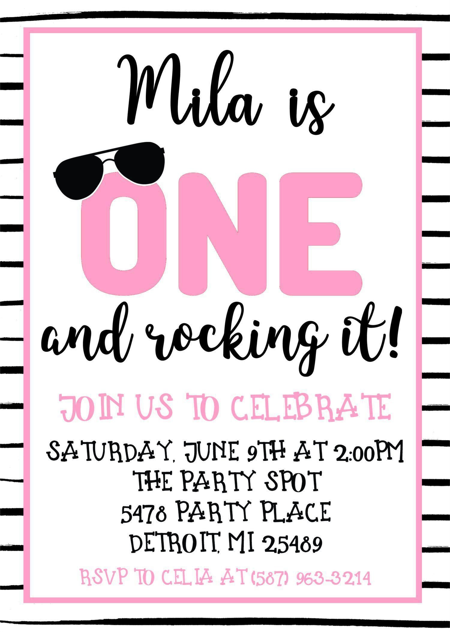 Girls 1st Birthday Party Invitations