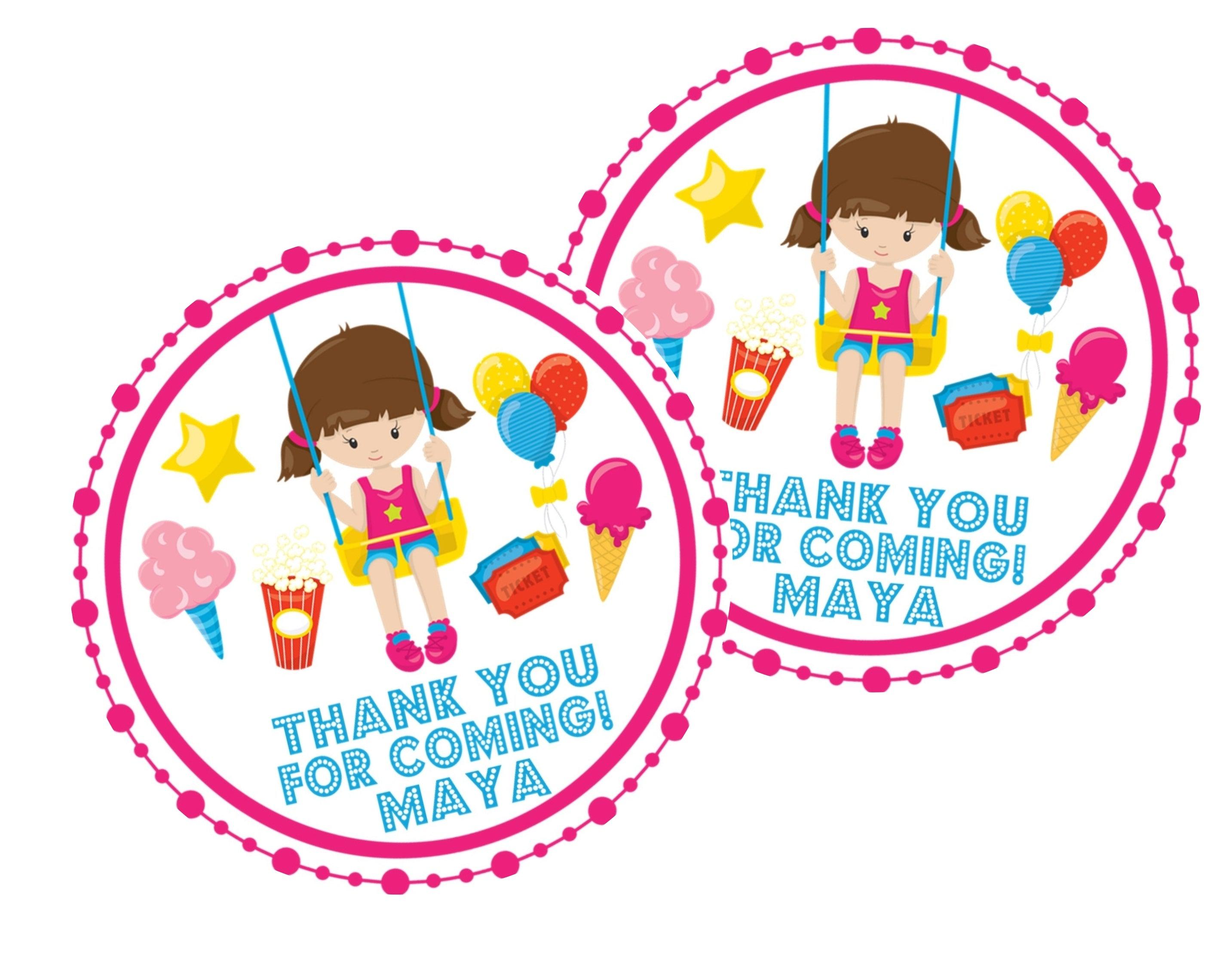 Girls Circus Birthday Party Stickers