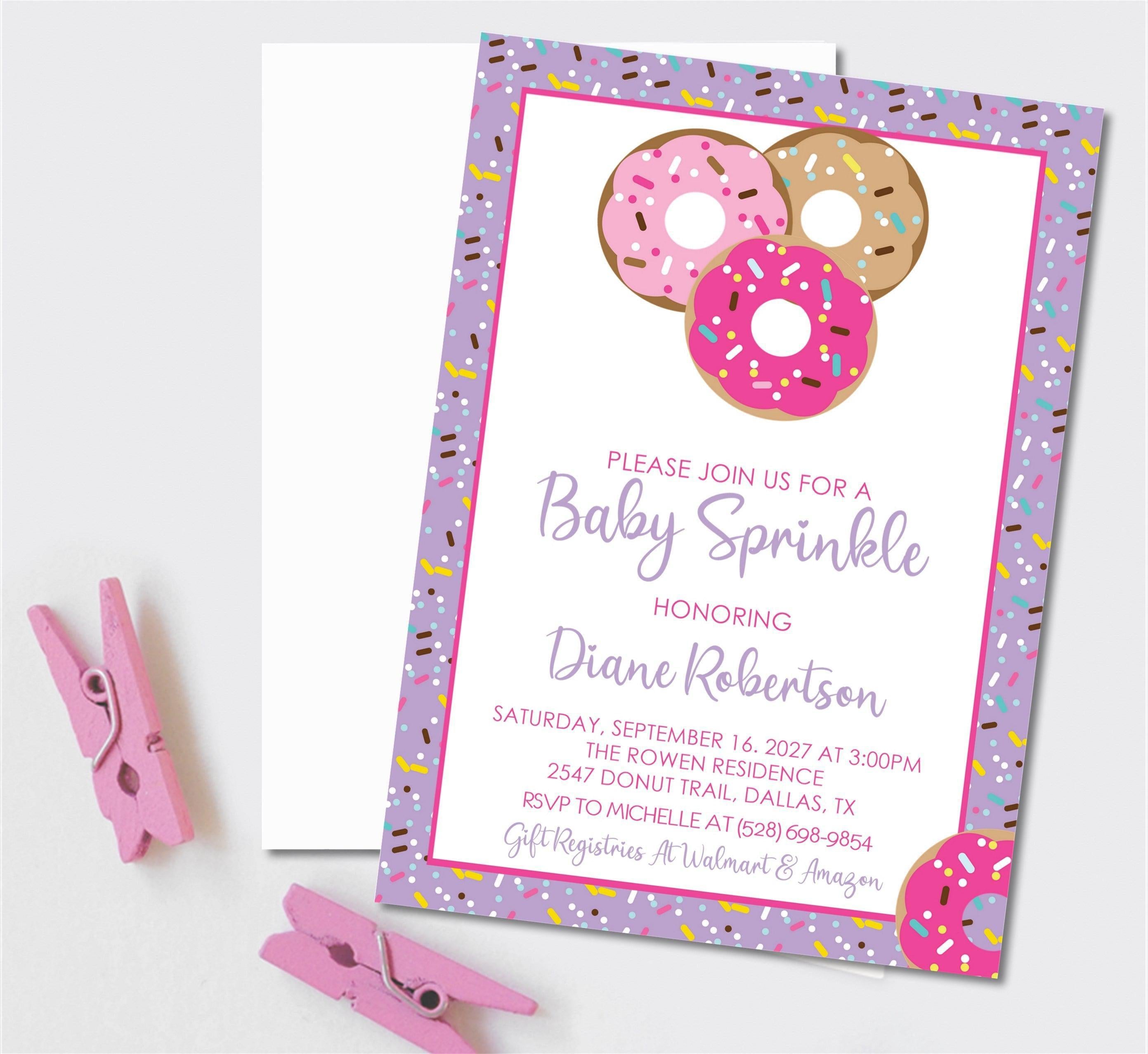Girls Donut Baby Sprinkle Invitations