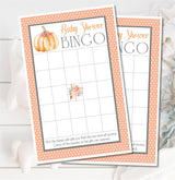 Girls Fall Pumpkin Baby Shower Bingo Cards