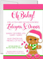 Girls Gingerbread Christmas Baby Shower Invitations