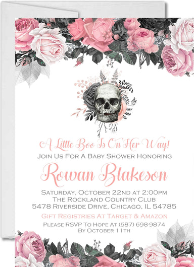 Girls Gothic Halloween Baby Shower Invitations