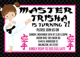Girls Karate Birthday Party Invitations