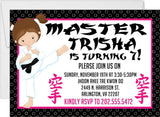 Girls Karate Birthday Party Invitations