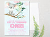 Girls Koala 1st Birthday Party Invitations