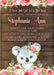 Girls Koala Baby Shower Invitations