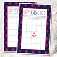 Girls Nautical Baby Shower Bingo Cards