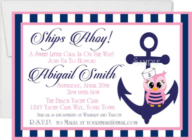 Girls Nautical Baby Shower Invitations