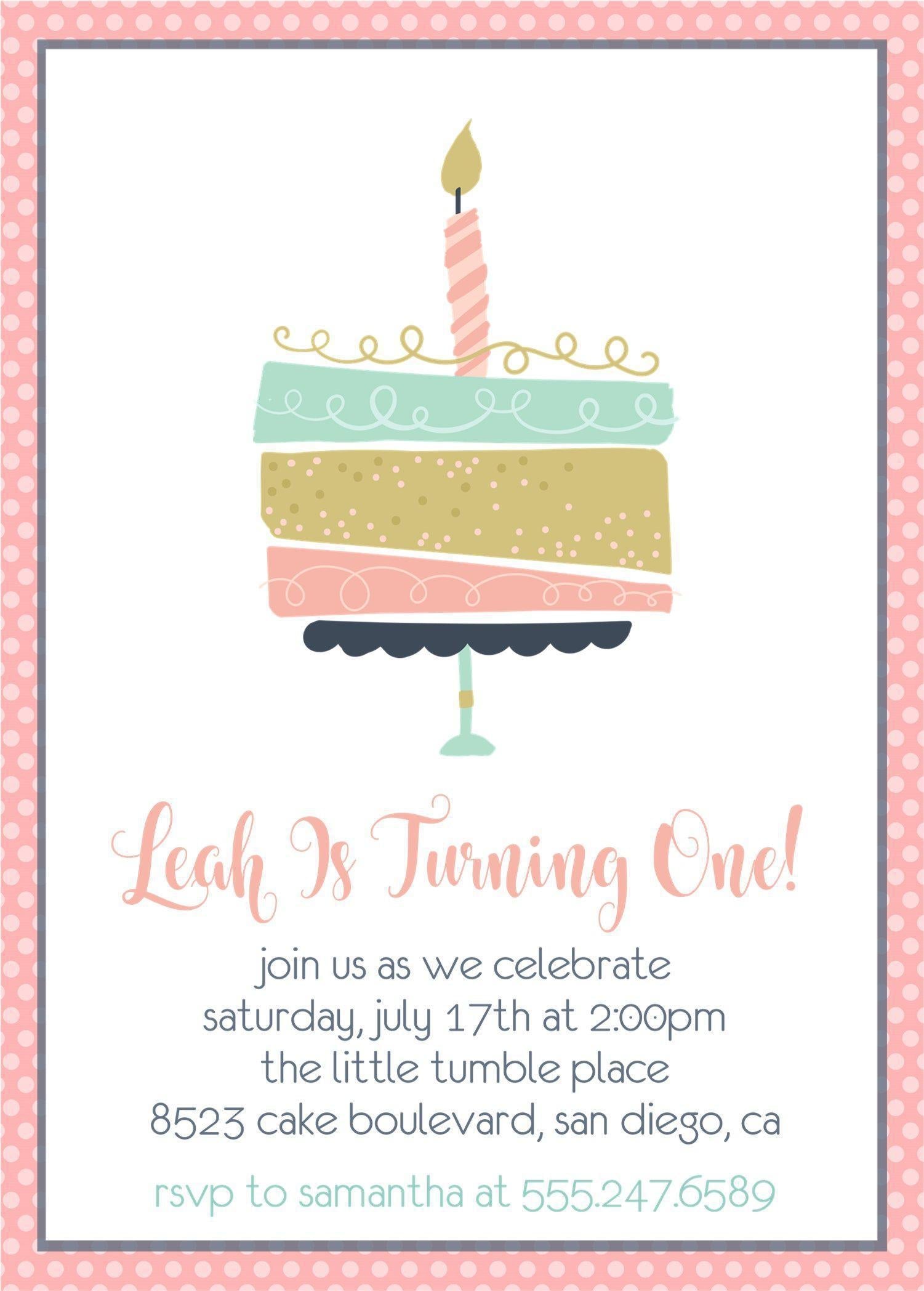 Girls Pastel 1st Birthday Party Invitations