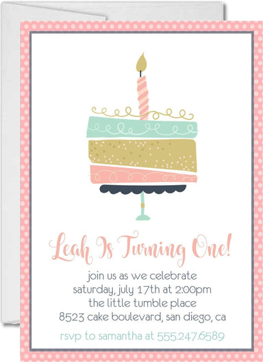 Girls Pastel 1st Birthday Party Invitations