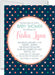 Girls Peach & Navy Polka Dot Baby Shower Invitations