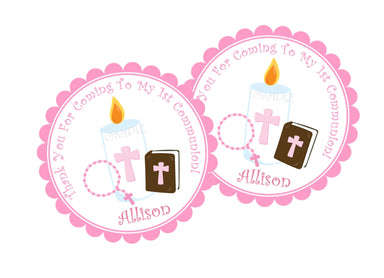 Girls Pink First Communion Stickers