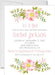 Girls Pink Floral Baby Shower Invitations