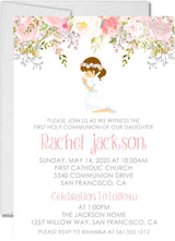 Girls Pink Floral First Communion Invitations