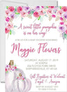 Girls Pink & Purple Pumpkin Fall Baby Shower Invitations